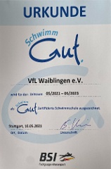 VfL Waiblingen Schwimmschule erhält bis 
2023 die SchwimmGut Rezertifizierung